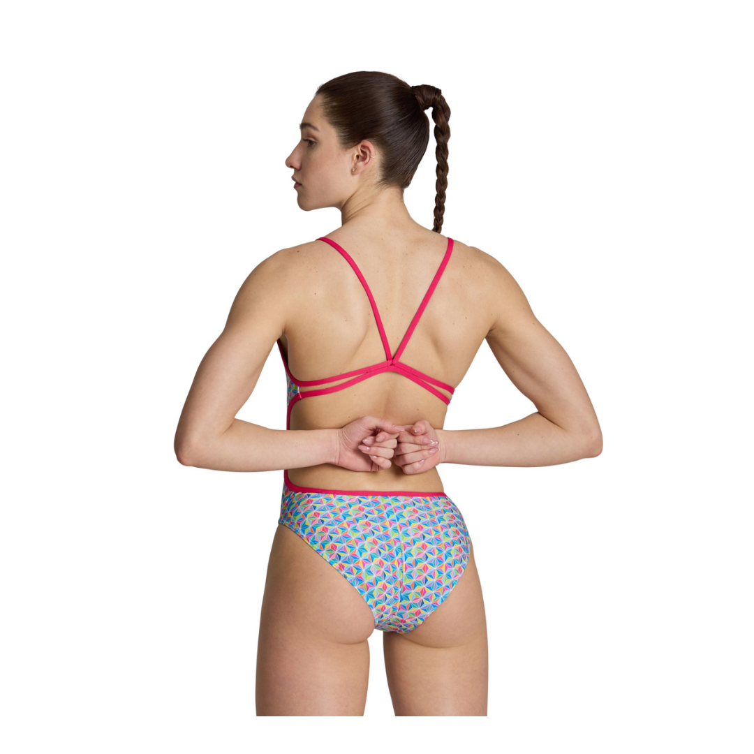 Kostiumėlis Arena "Starfish" Lace Back Freak Rose White Multi