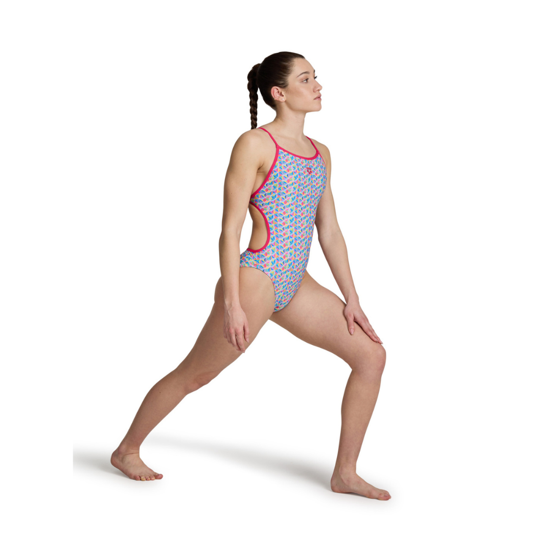 Kostiumėlis Arena "Starfish" Lace Back Freak Rose White Multi
