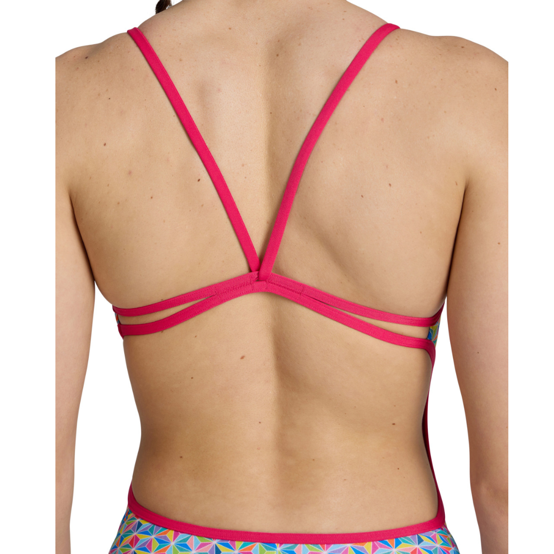 Kostiumėlis Arena "Starfish" Lace Back Freak Rose White Multi